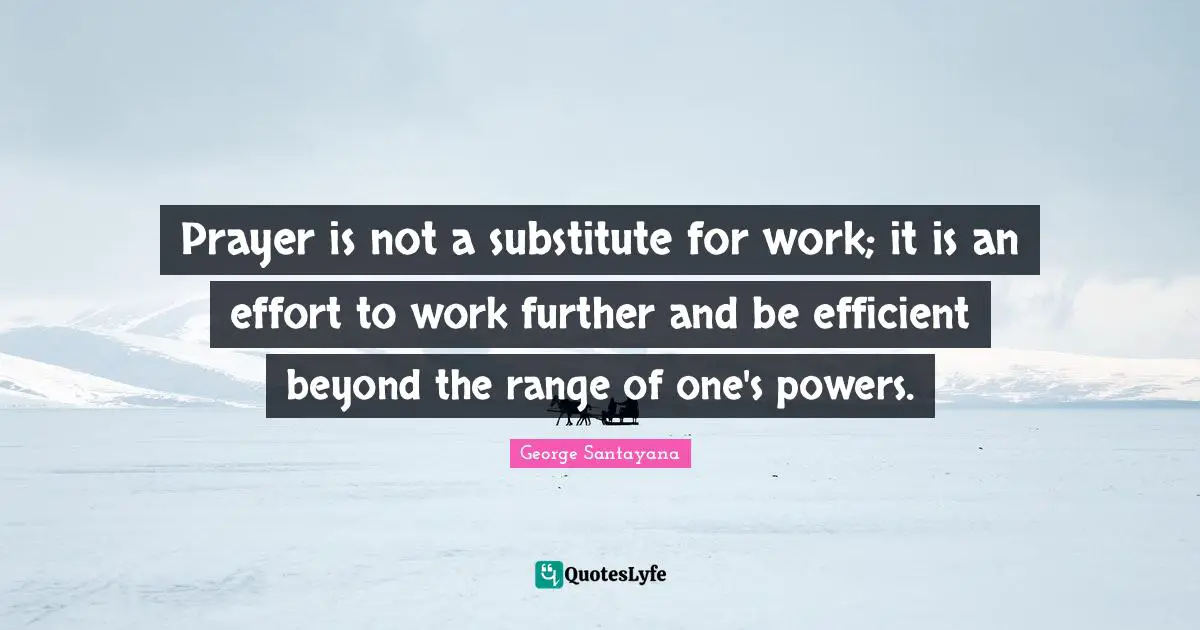 Prayer is not a substitute for work; it is an effort to work further and be efficient beyond the range of one's powers.