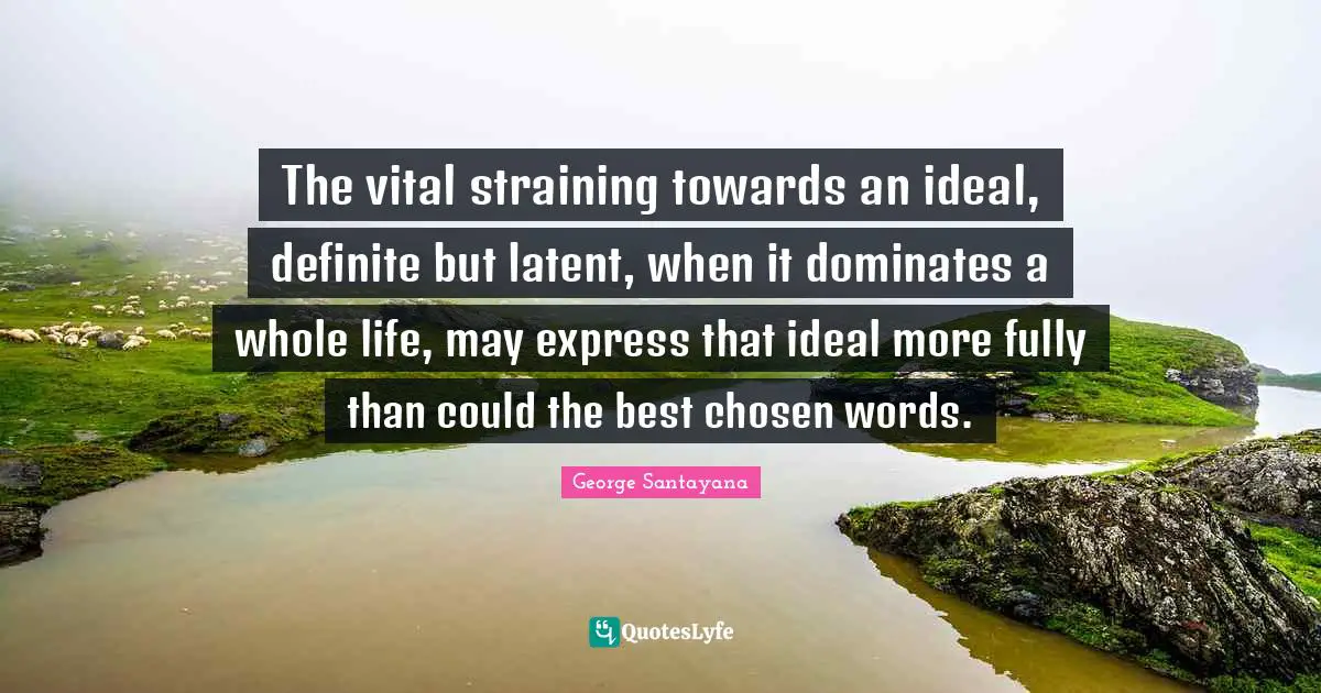 The vital straining towards an ideal, definite but latent, when it dominates a whole life, may express that ideal more fully than could the best chosen words.
