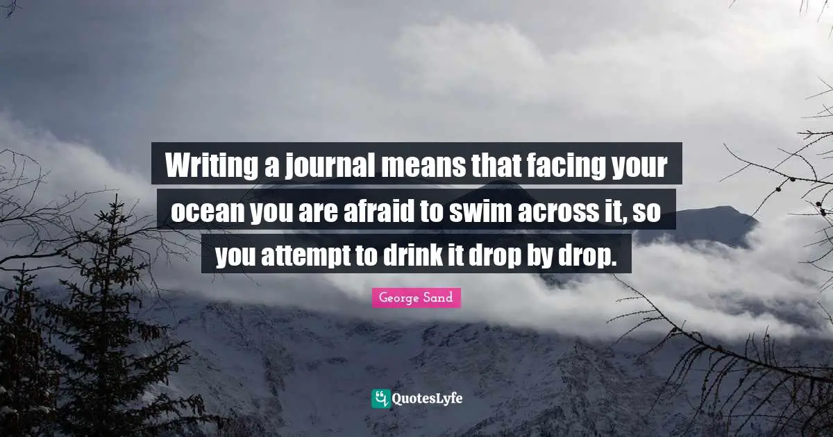 Writing a journal means that facing your ocean you are afraid to swim across it, so you attempt to drink it drop by drop.