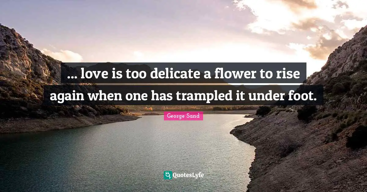 ... love is too delicate a flower to rise again when one has trampled it under foot.