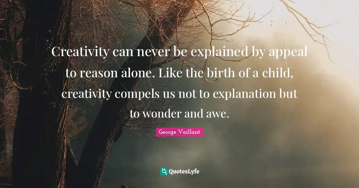 Creativity can never be explained by appeal to reason alone. Like the birth of a child, creativity compels us not to explanation but to wonder and awe.