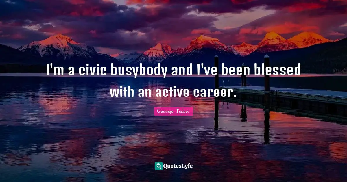 I'm a civic busybody and I've been blessed with an active career.