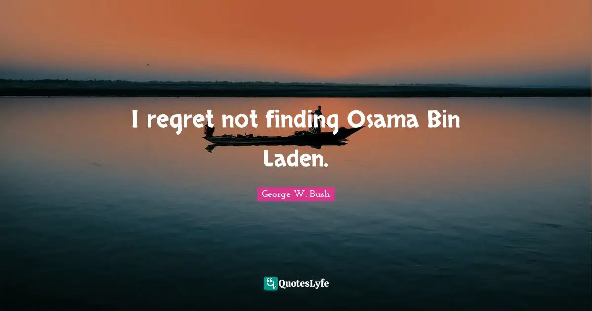 I regret not finding Osama Bin Laden.