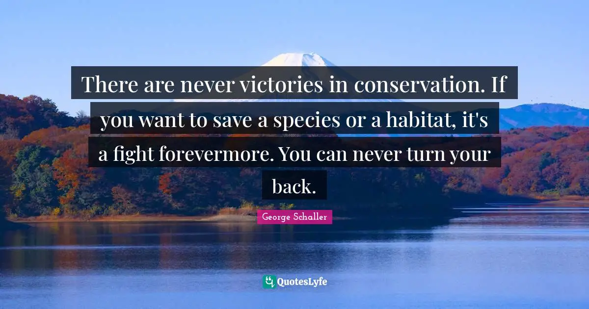 Habitat Quotes: "There are never victories in conservation. If you want to save a species or a habitat, it's a fight forevermore. You can never turn your back."