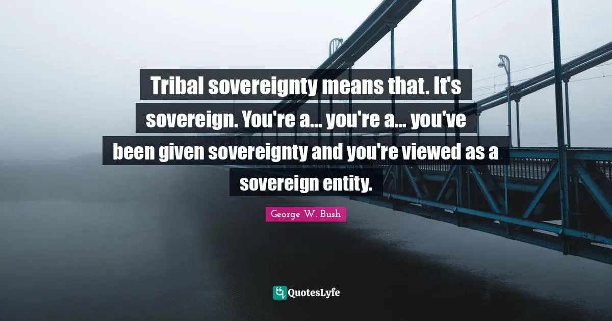 Tribal sovereignty means that. It's sovereign. You're a... you're a... you've been given sovereignty and you're viewed as a sovereign entity.