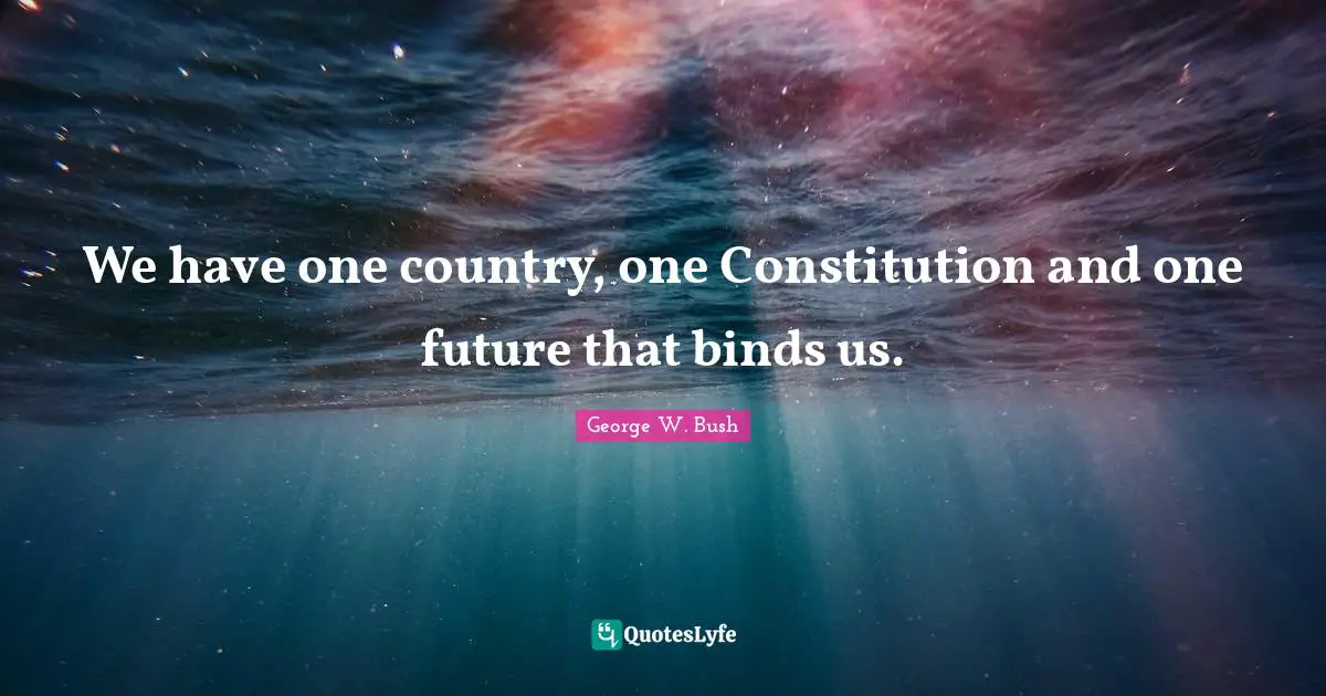 We have one country, one Constitution and one future that binds us.