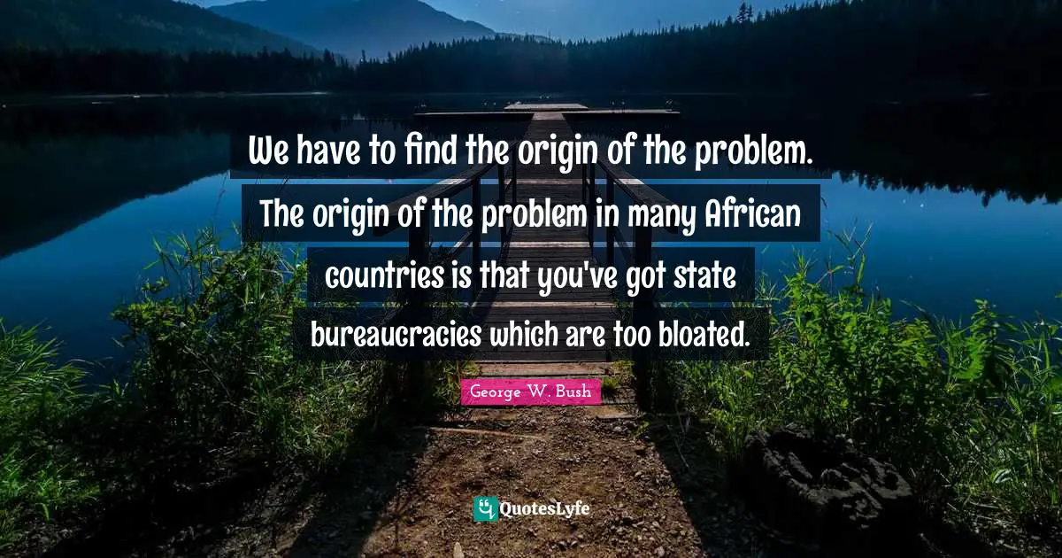 We have to find the origin of the problem. The origin of the problem in many African countries is that you've got state bureaucracies which are too bloated.