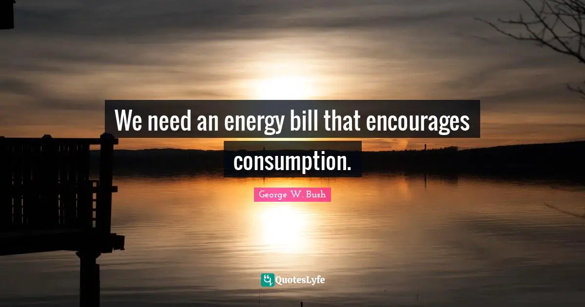 We need an energy bill that encourages consumption.
