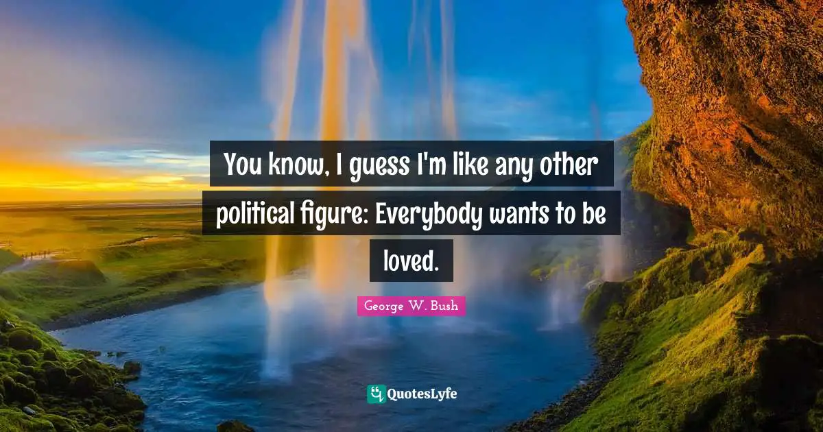You know, I guess I'm like any other political figure: Everybody wants to be loved.