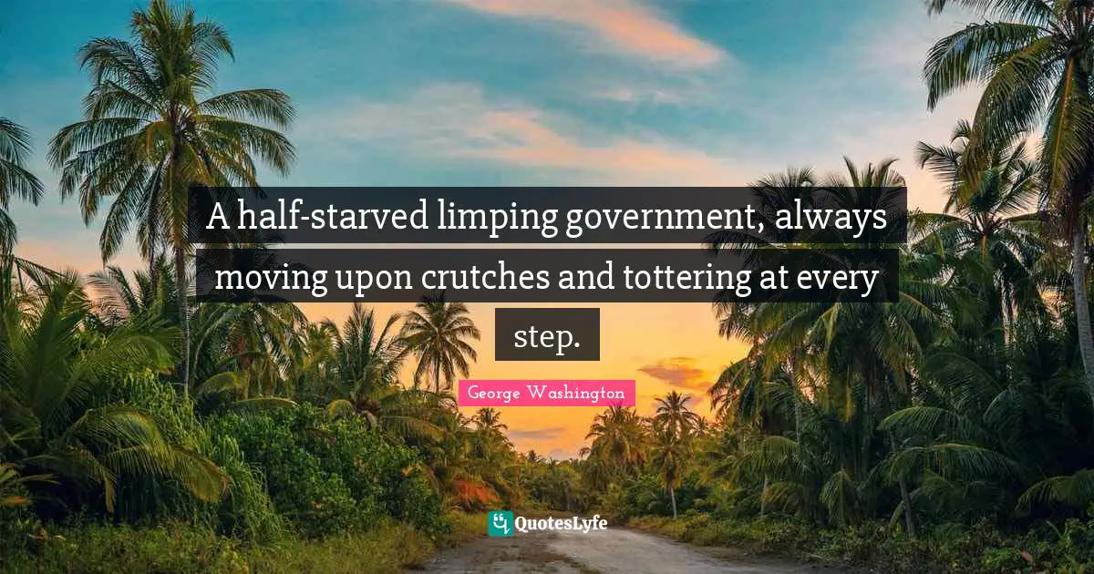 George Washington Quotes: A half-starved limping government, always moving upon crutches and tottering at every step.