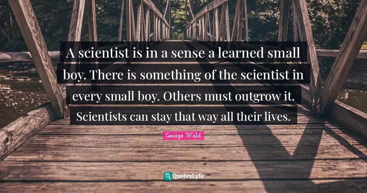A scientist is in a sense a learned small boy. There is something of the scientist in every small boy. Others must outgrow it. Scientists can stay that way all their lives.