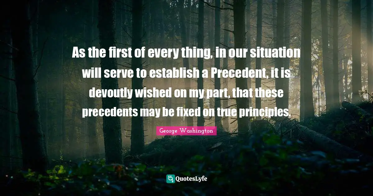 As the first of every thing, in our situation will serve to establish a Precedent, it is devoutly wished on my part, that these precedents may be fixed on true principles.