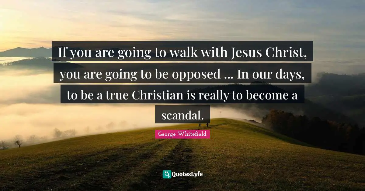 George Whitefield Quotes: "If you are going to walk with Jesus Christ, you are going to be opposed ... In our days, to be a true Christian is really to become a scandal."