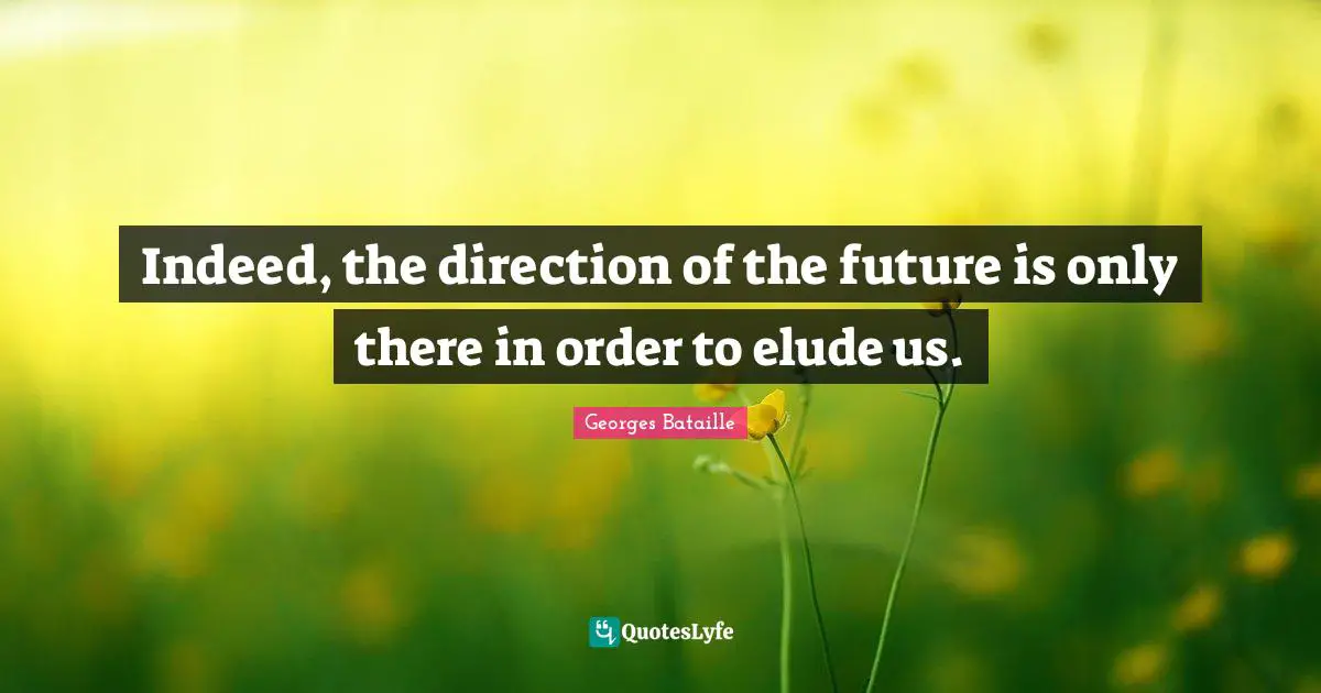 Indeed, the direction of the future is only there in order to elude us.