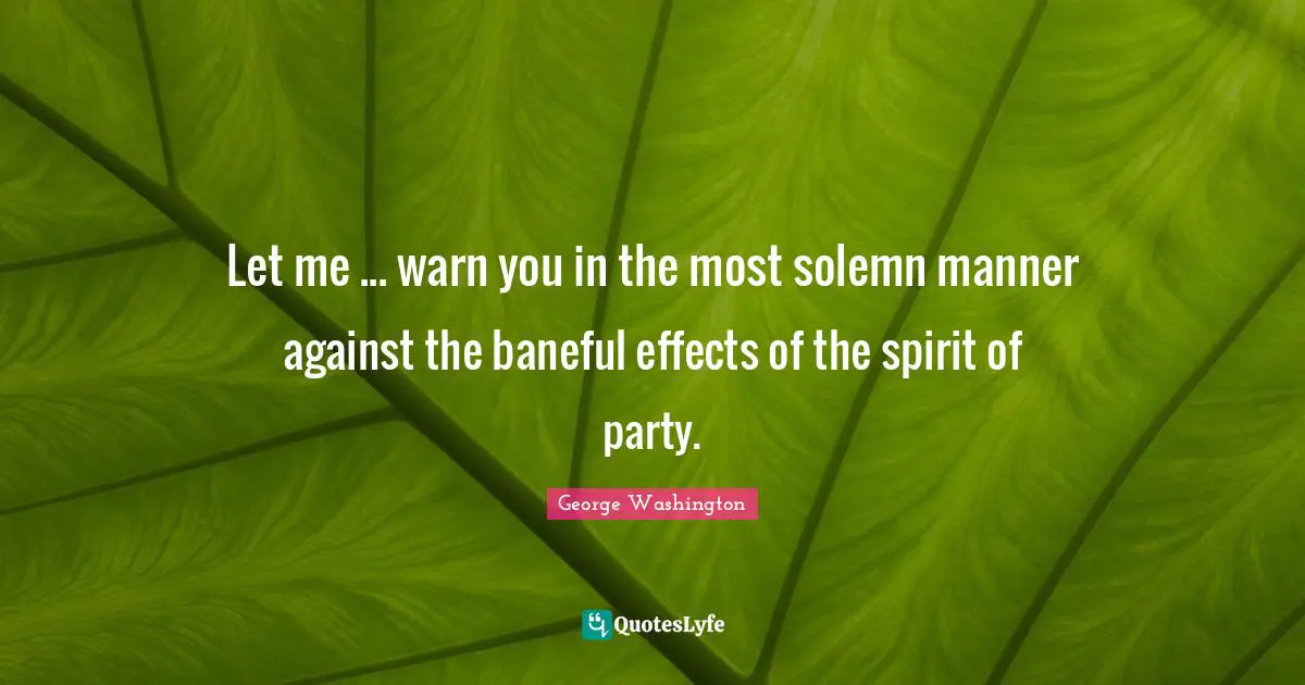 Founding Quotes: "Let me ... warn you in the most solemn manner against the baneful effects of the spirit of party."
