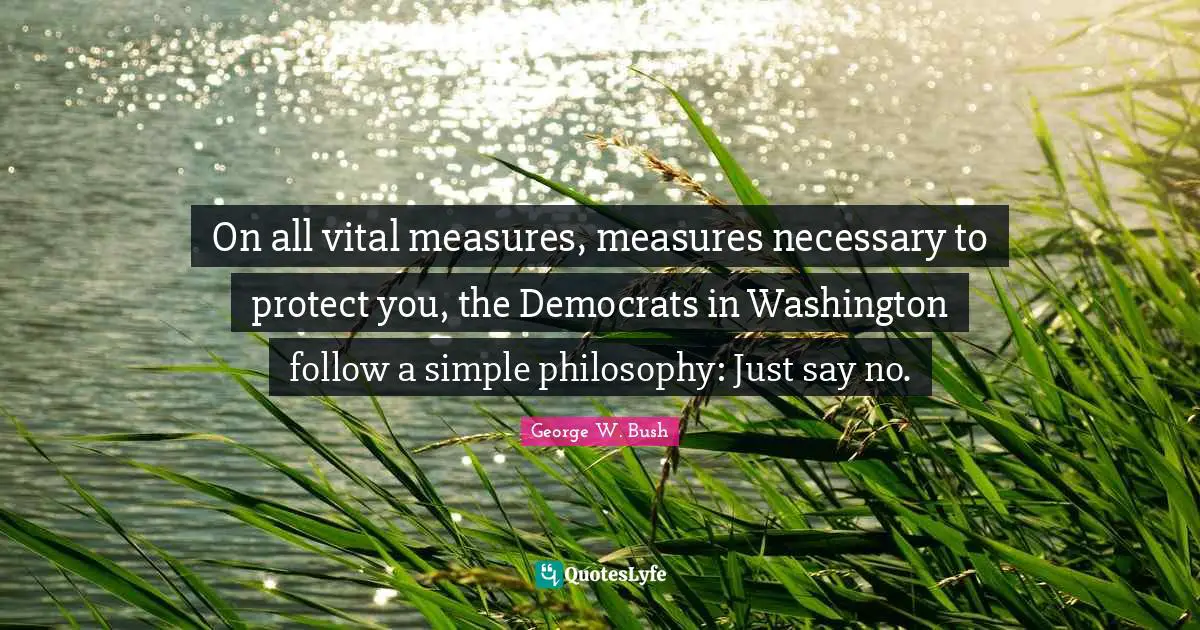 On all vital measures, measures necessary to protect you, the Democrats in Washington follow a simple philosophy: Just say no.