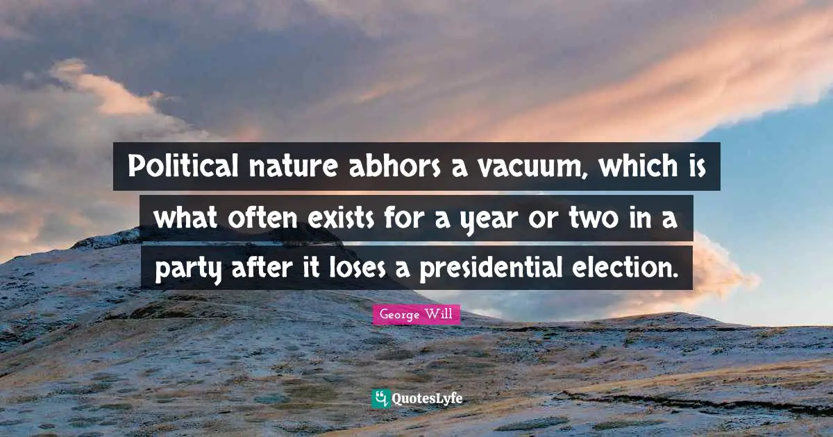 Political nature abhors a vacuum, which is what often exists for a year or two in a party after it loses a presidential election.