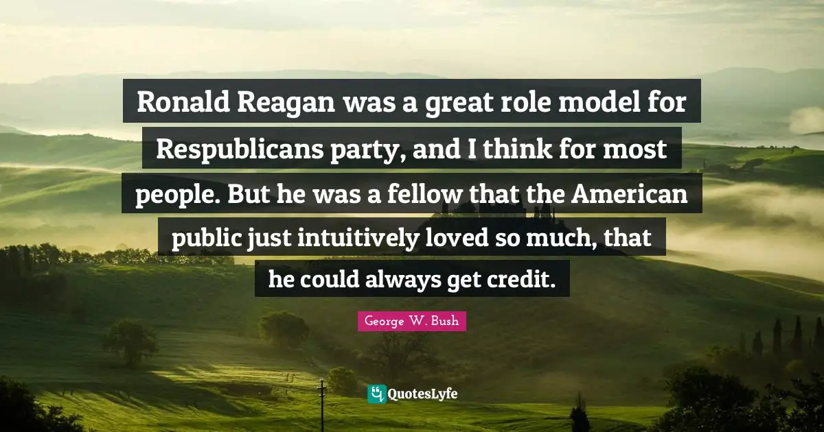 Ronald Reagan was a great role model for Respublicans party, and I think for most people. But he was a fellow that the American public just intuitively loved so much, that he could always get credit.