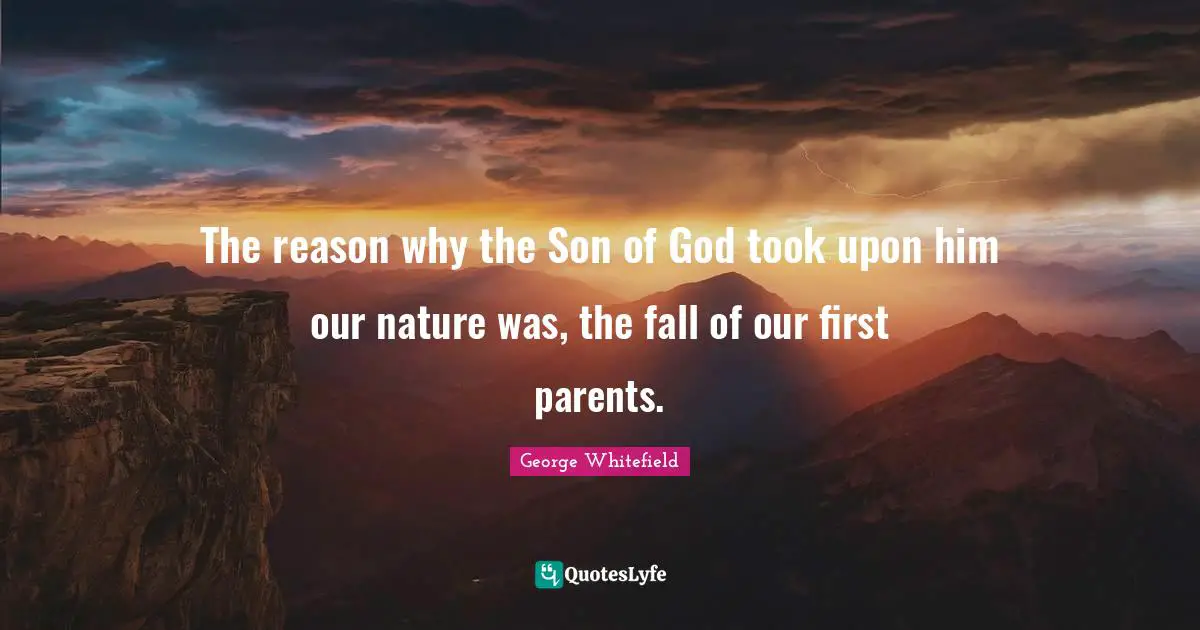The reason why the Son of God took upon him our nature was, the fall of our first parents.