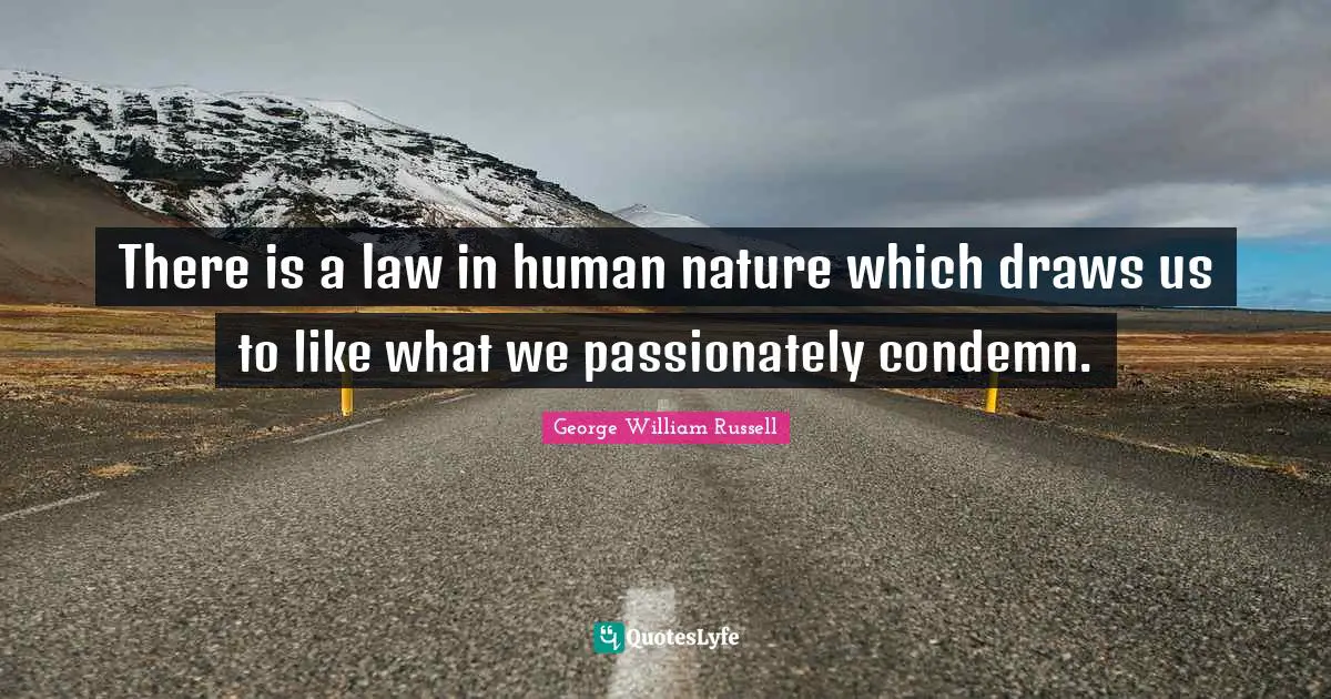 There is a law in human nature which draws us to like what we passionately condemn.
