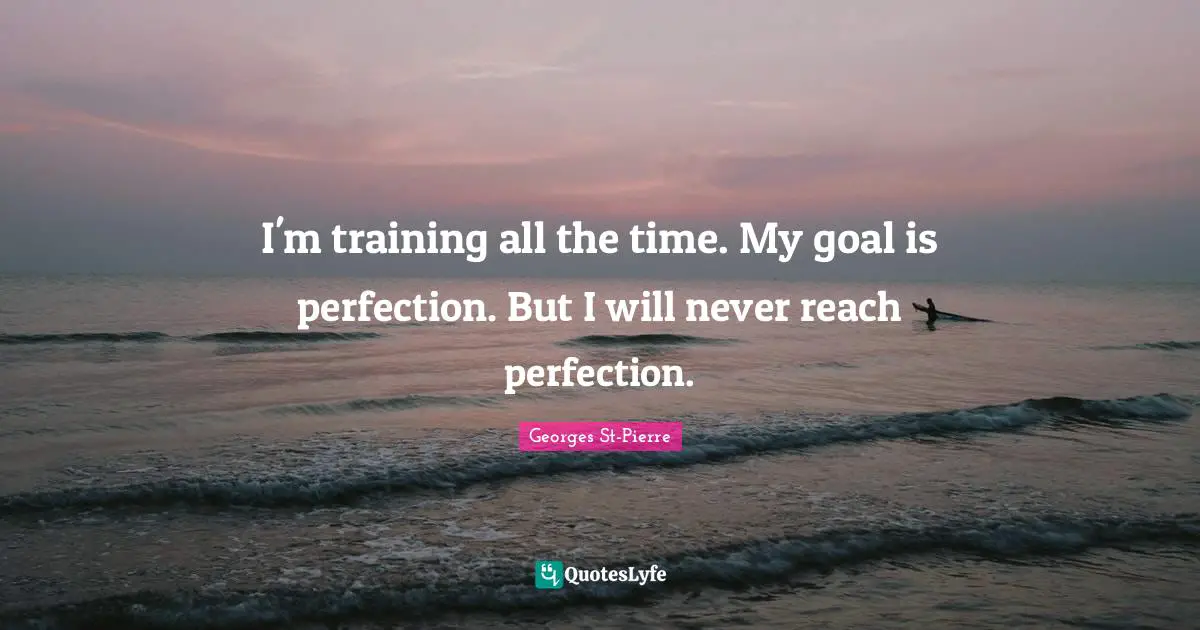 Georges St-Pierre Quotes: "I'm training all the time. My goal is perfection. But I will never reach perfection."