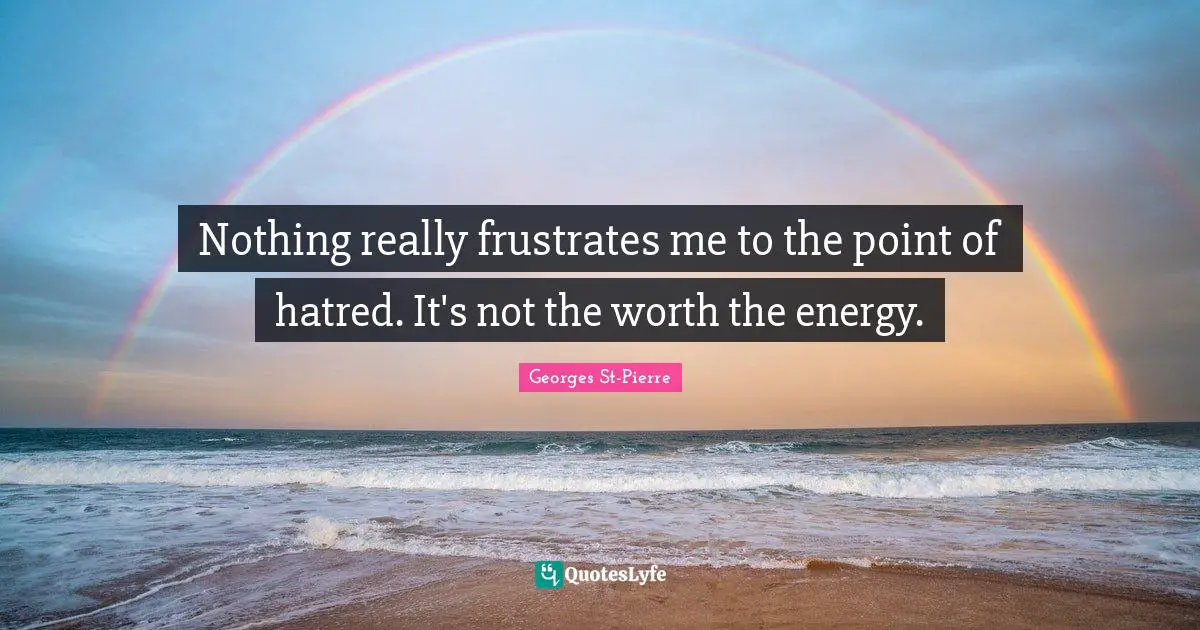 Georges St-Pierre Quotes: "Nothing really frustrates me to the point of hatred. It's not the worth the energy."