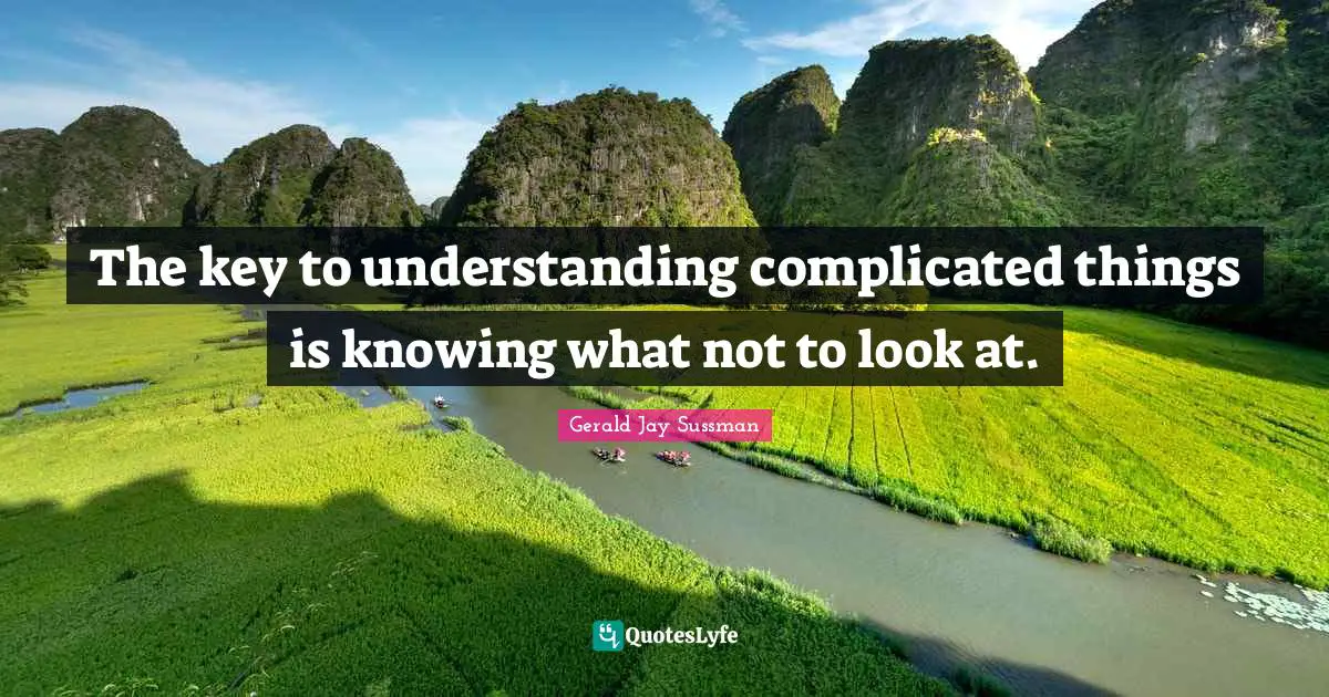The key to understanding complicated things is knowing what not to look at.