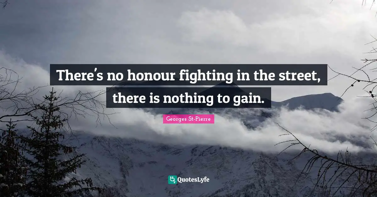 Georges St-Pierre Quotes: "There's no honour fighting in the street, there is nothing to gain."