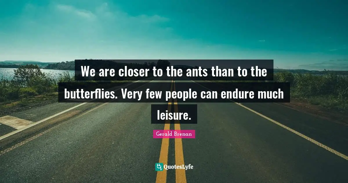 We are closer to the ants than to the butterflies. Very few people can endure much leisure.