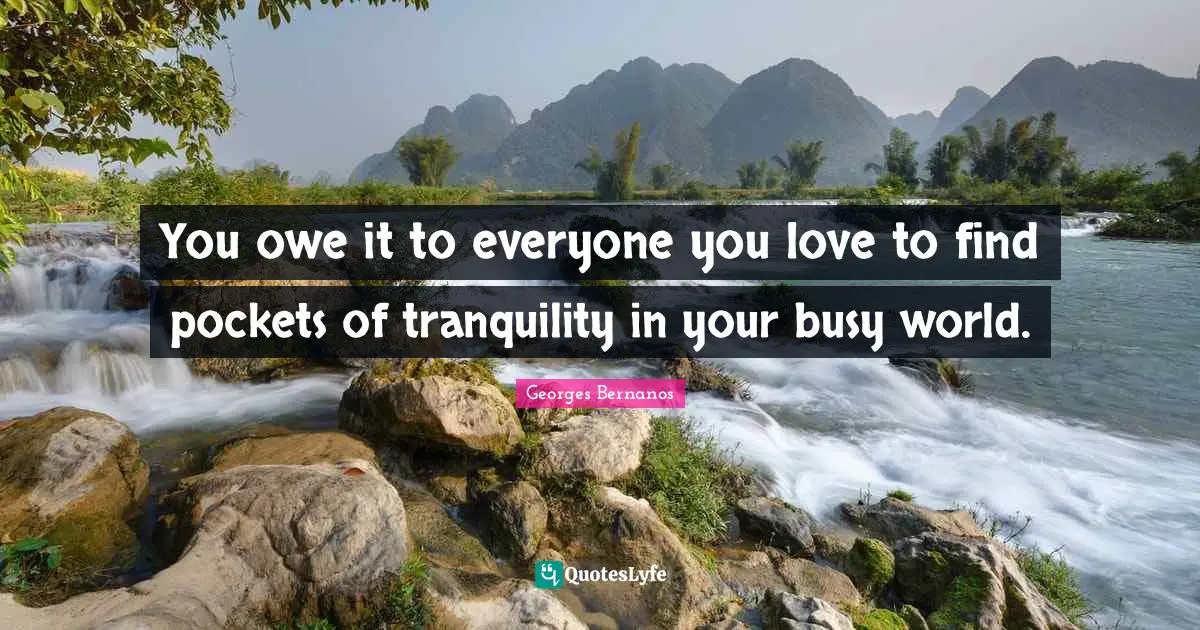 Georges Bernanos Quotes: "You owe it to everyone you love to find pockets of tranquility in your busy world."