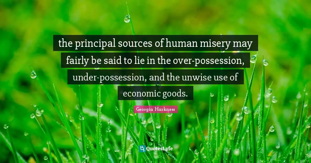 the principal sources of human misery may fairly be said to lie in the over-possession, under-possession, and the unwise use of economic goods.