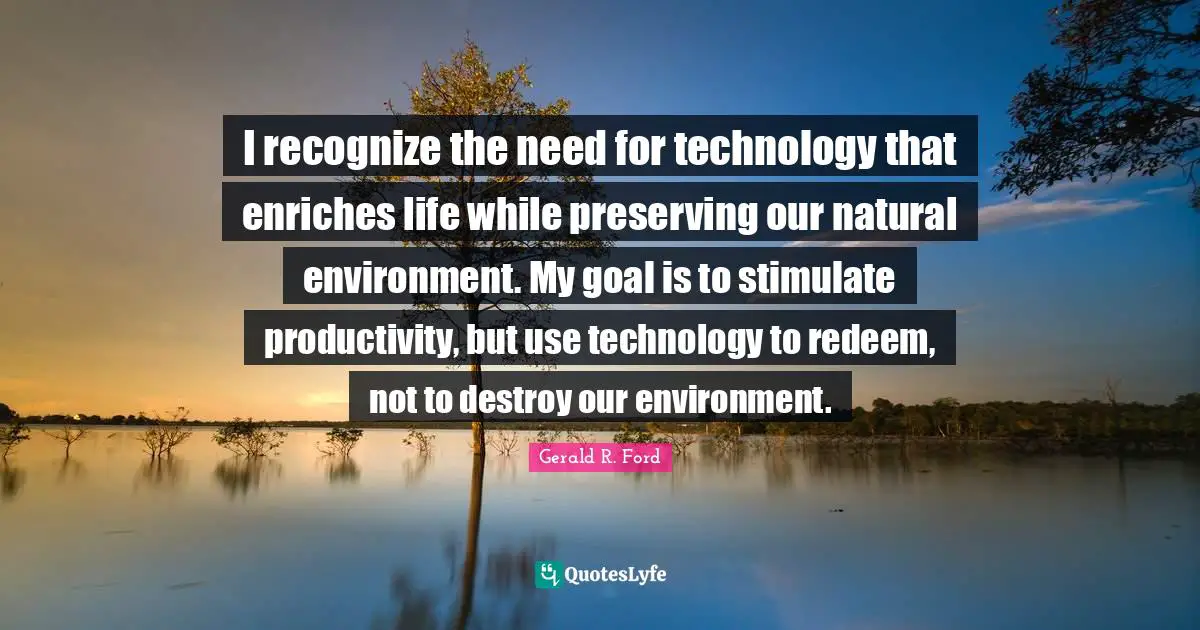 I recognize the need for technology that enriches life while preserving our natural environment. My goal is to stimulate productivity, but use technology to redeem, not to destroy our environment.
