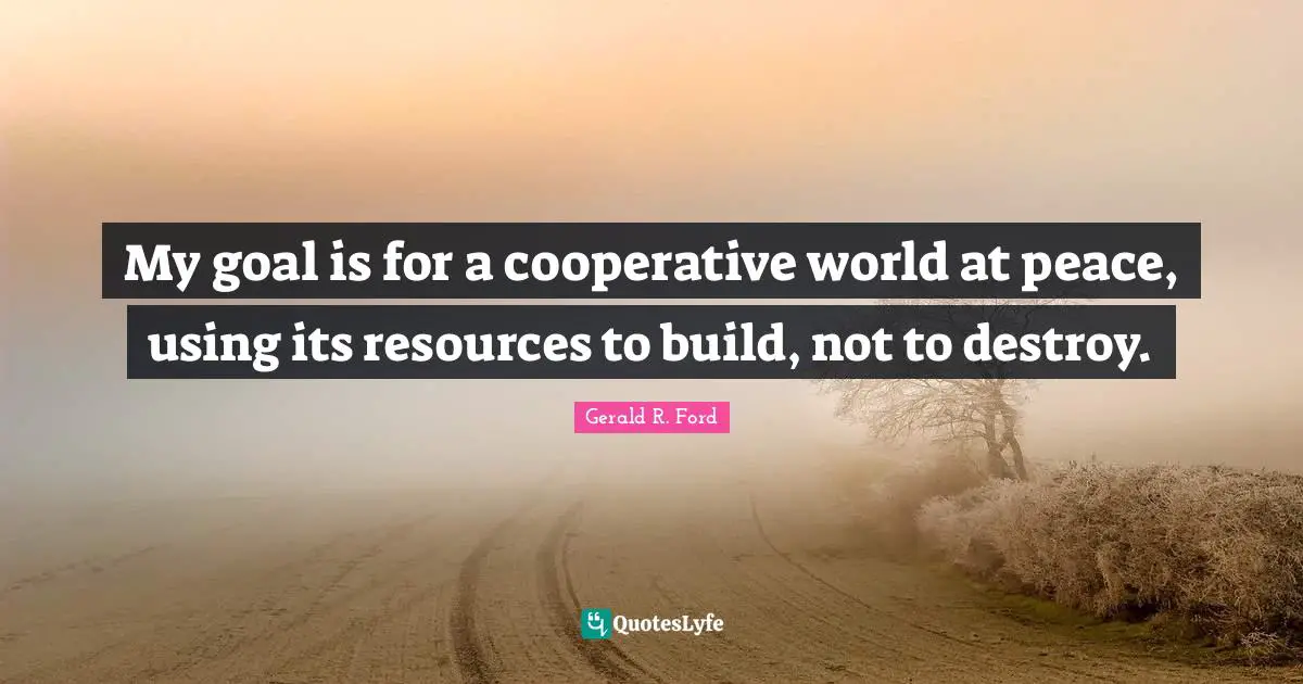 My goal is for a cooperative world at peace, using its resources to build, not to destroy.