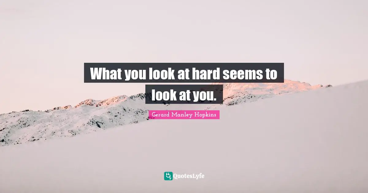 What you look at hard seems to look at you.