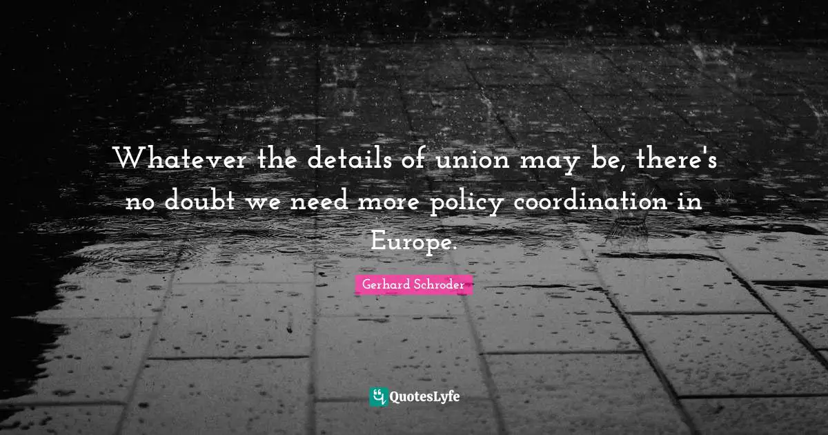 Whatever the details of union may be, there's no doubt we need more policy coordination in Europe.