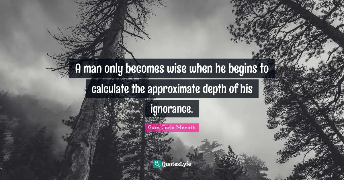 A man only becomes wise when he begins to calculate the approximate depth of his ignorance.