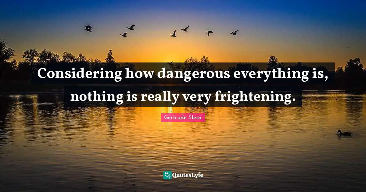 Considering how dangerous everything is, nothing is really very frightening.