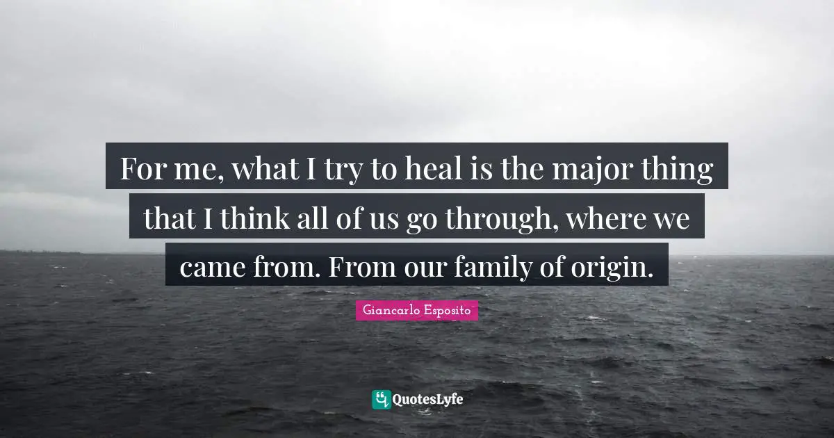 Came Quotes: "For me, what I try to heal is the major thing that I think all of us go through, where we came from. From our family of origin."