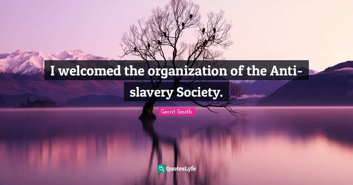 I welcomed the organization of the Anti-slavery Society.