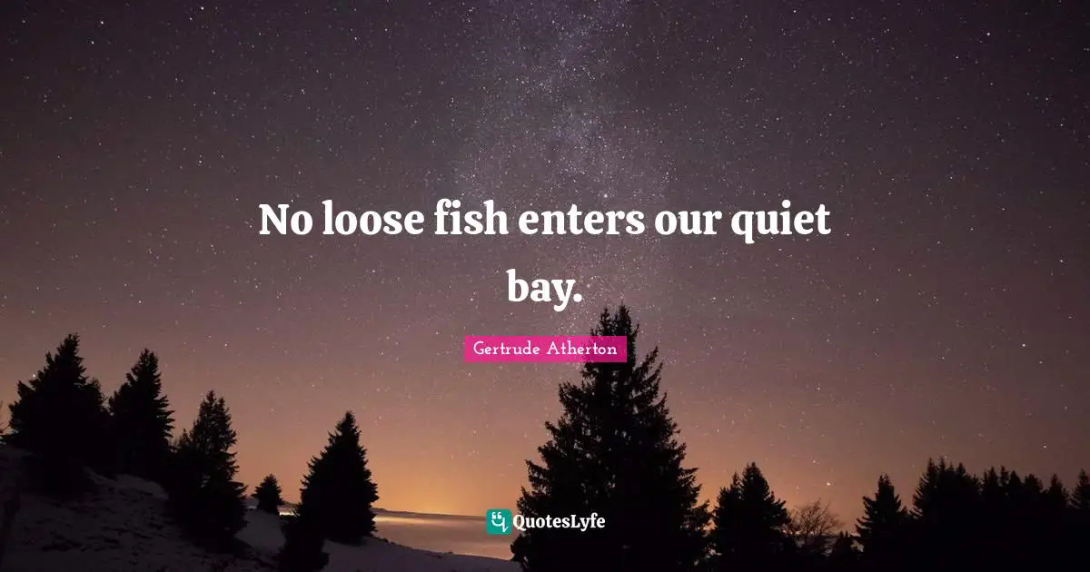 No loose fish enters our quiet bay.
