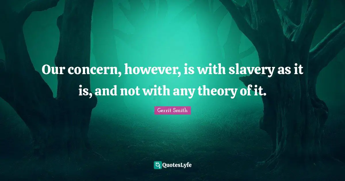 Our concern, however, is with slavery as it is, and not with any theory of it.