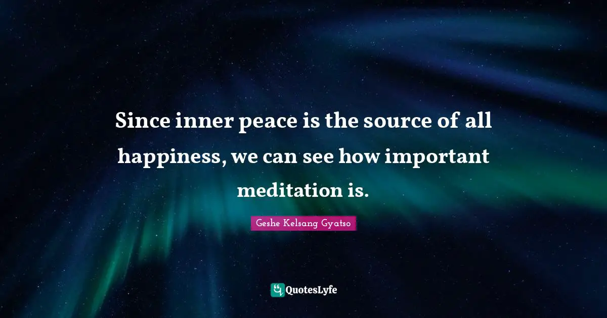Since inner peace is the source of all happiness, we can see how important meditation is.