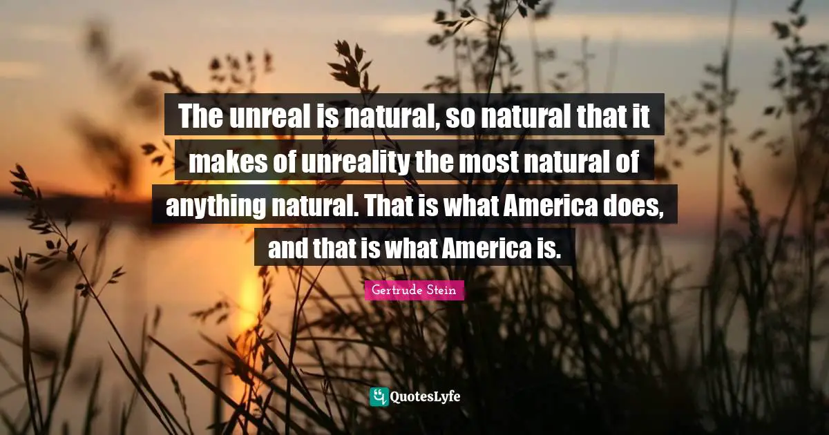 The unreal is natural, so natural that it makes of unreality the most natural of anything natural. That is what America does, and that is what America is.