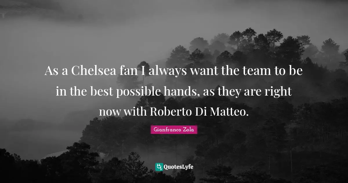 As a Chelsea fan I always want the team to be in the best possible hands, as they are right now with Roberto Di Matteo.