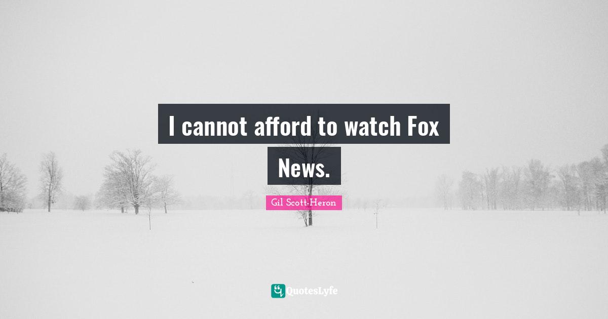 I cannot afford to watch Fox News.