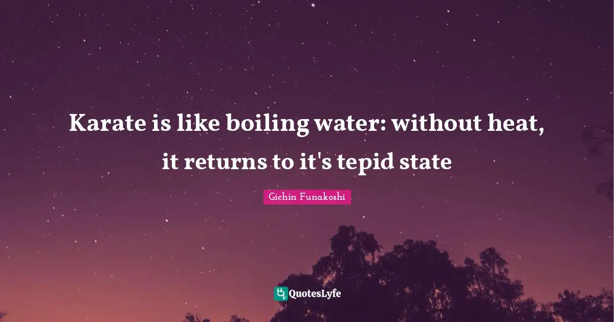 Karate Quotes: "Karate is like boiling water: without heat, it returns to it's tepid state"