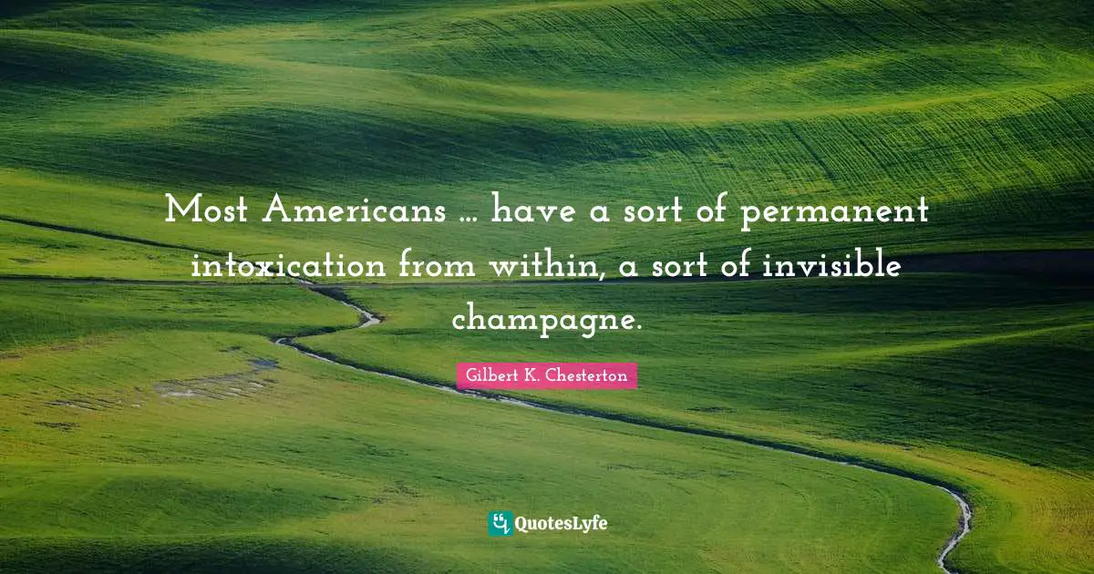 Most Americans ... have a sort of permanent intoxication from within, a sort of invisible champagne.