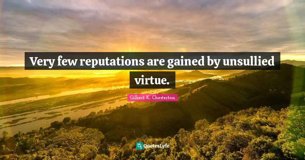 Very few reputations are gained by unsullied virtue.