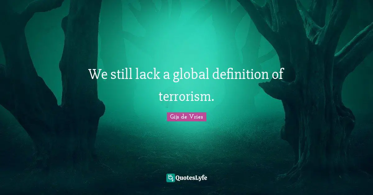 Gijs De Vries Quotes: "We still lack a global definition of terrorism."