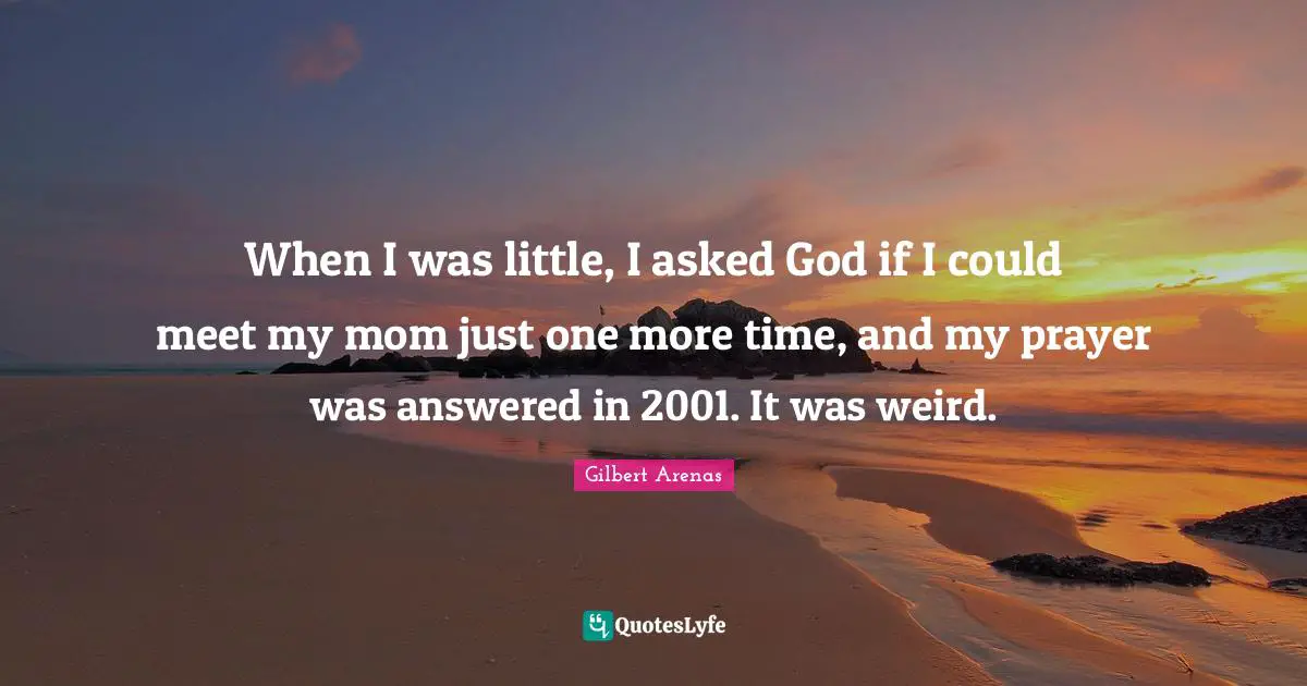 When I was little, I asked God if I could meet my mom just one more time, and my prayer was answered in 2001. It was weird.